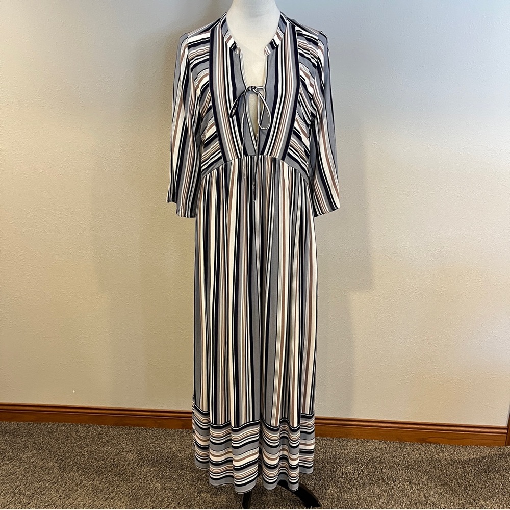 Jodifl Striped 3/4‎ sleeves midi Dress size small